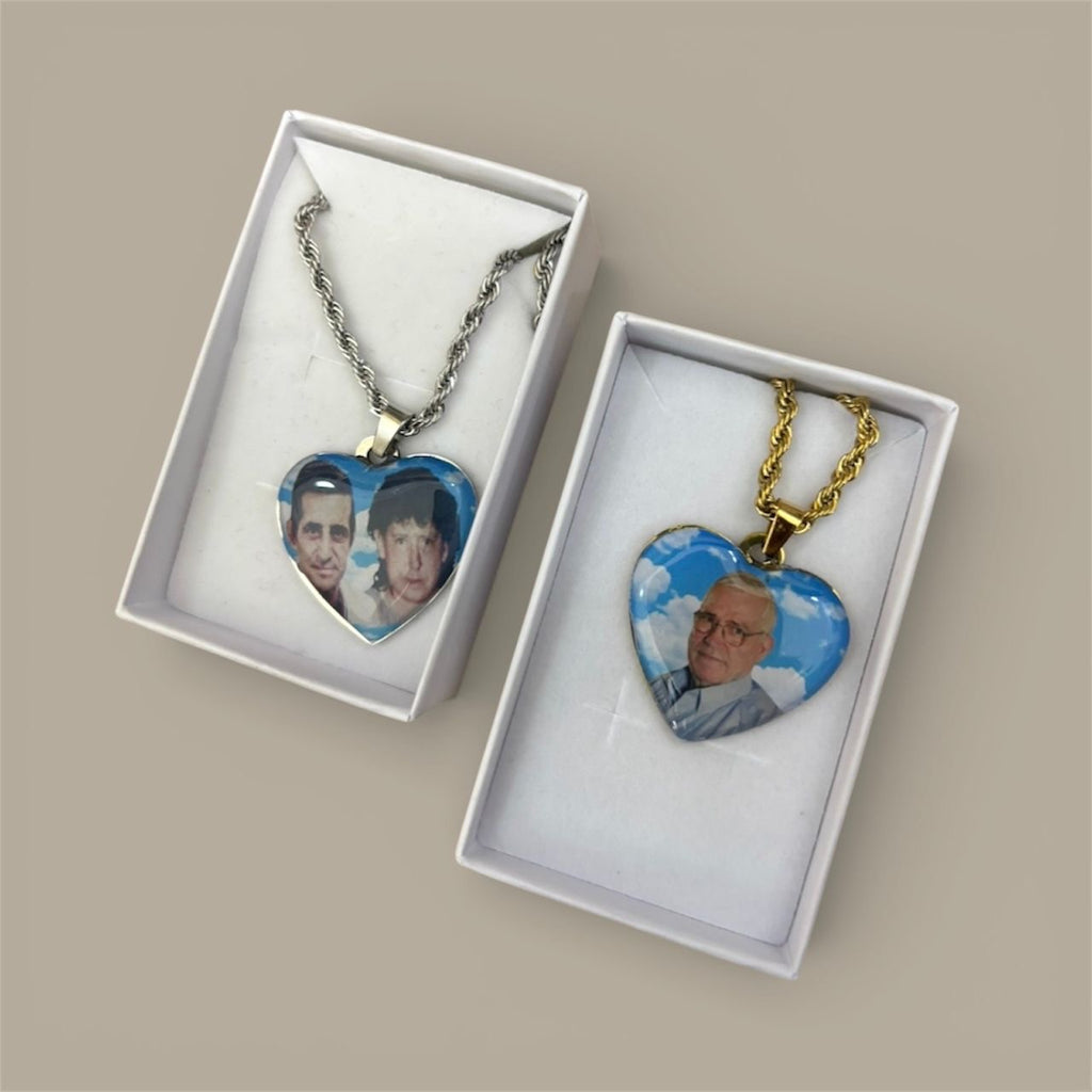 Collana con foto in resina cuore