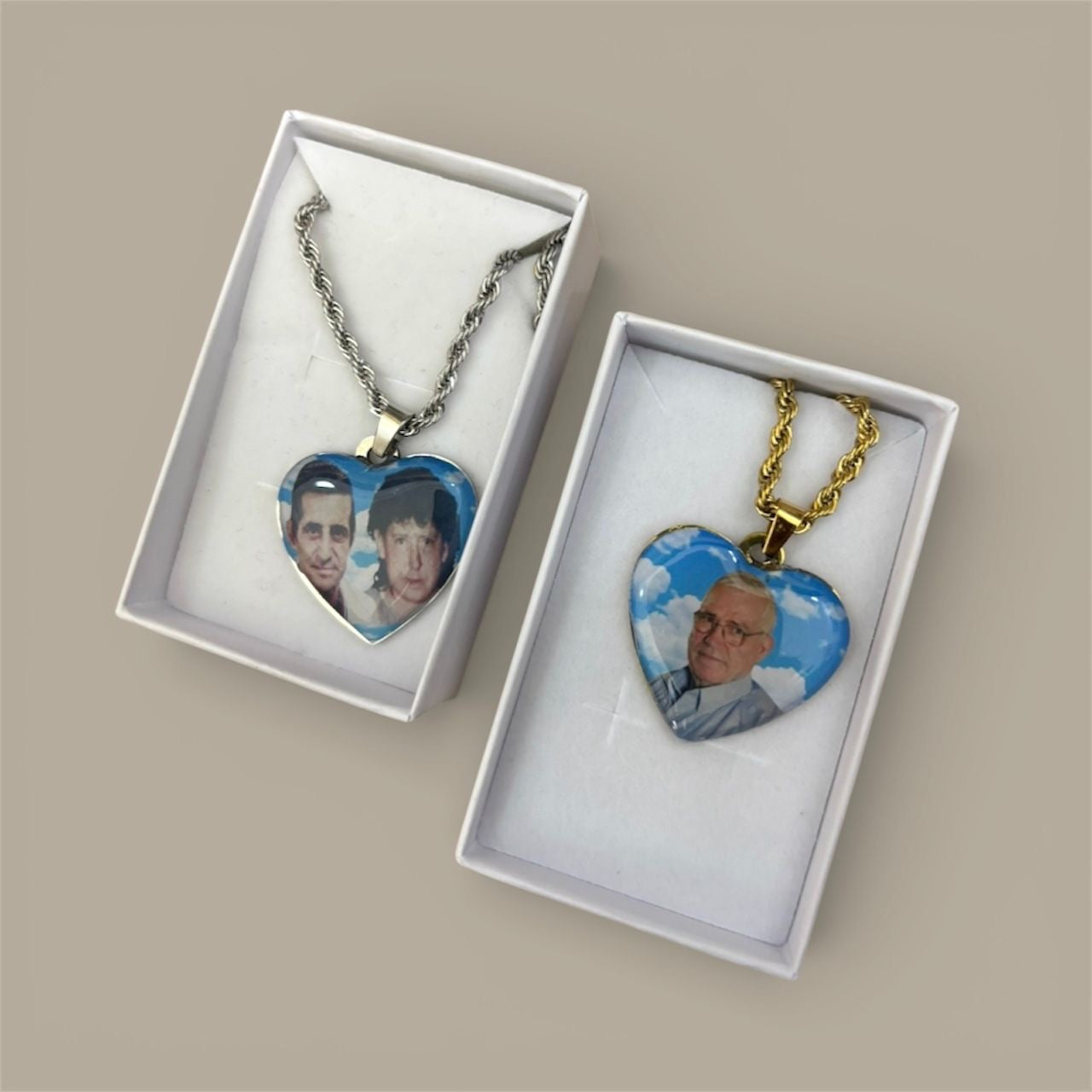 Collana con foto in resina cuore